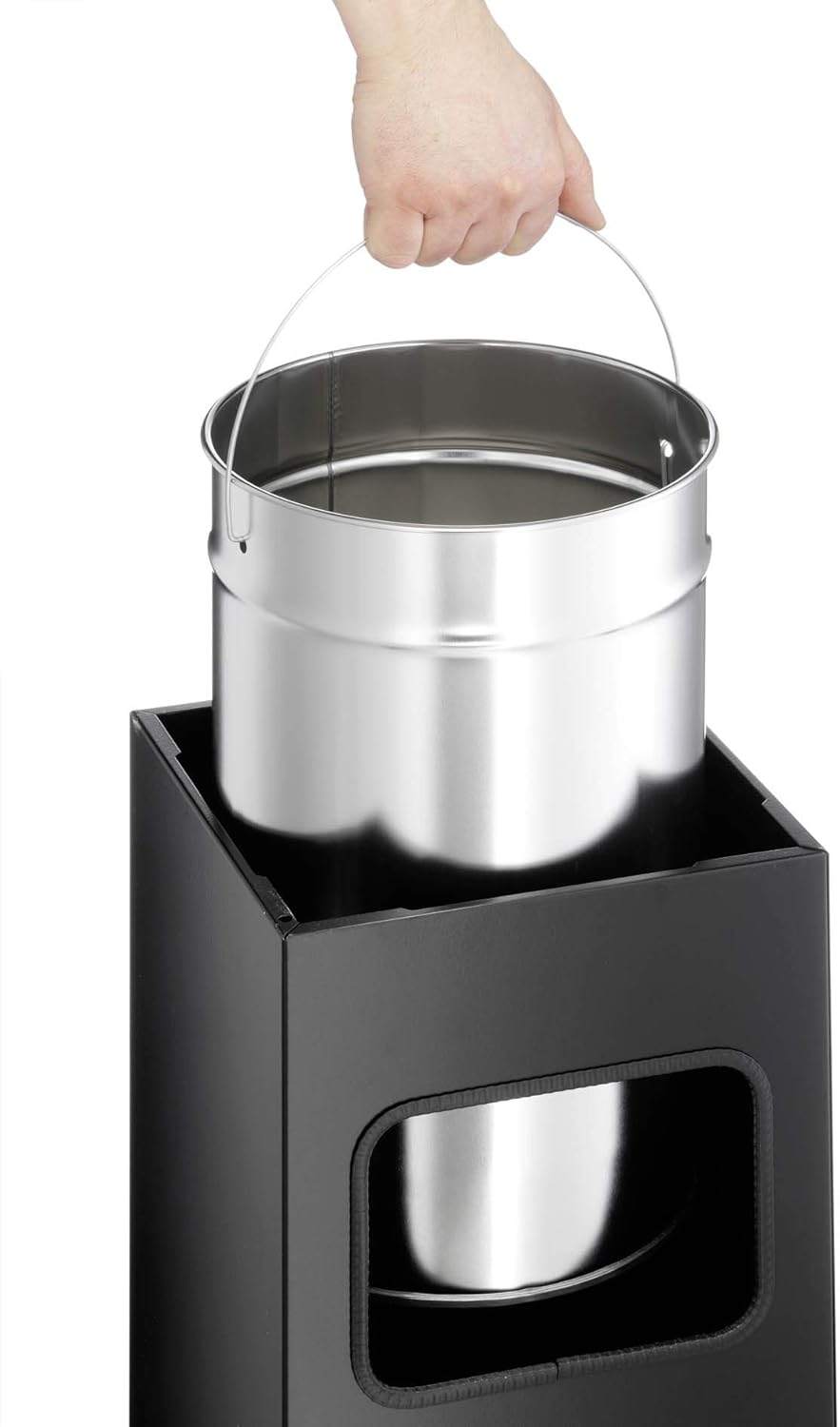 Durable Papierkorb Metall mit Ascher, entnehmbarer Inneneimer und Ascher, eckig, anthrazit, 333158
