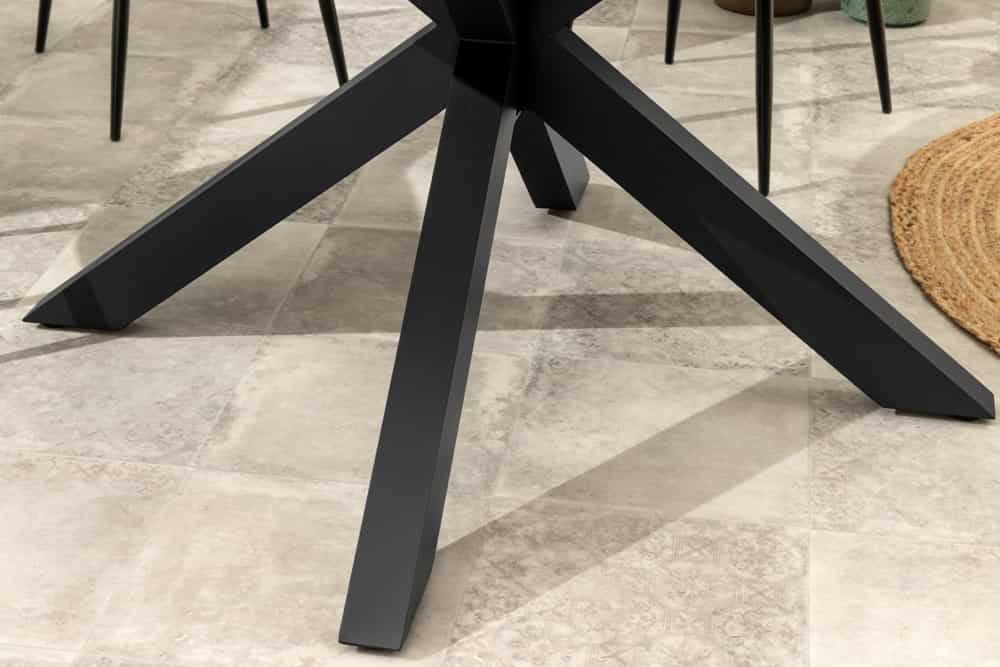 Runder In- und Outdoor Esstisch GALAXY 120cm graphit Keramik anthrazit Aluminium Gartentisch