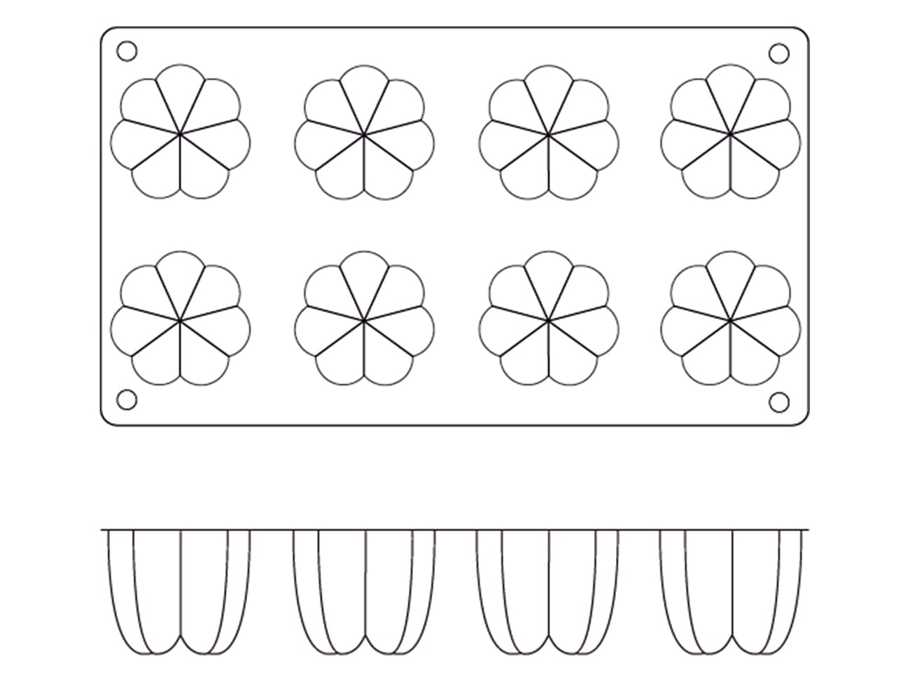 Moule silicone Silicon Flex - 8 charlottes Ø 7 cm - 30 x 17,5 cm - Silikomart