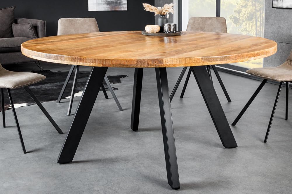 Riess Ambiente Massiver Esstisch Iron Craft - 140cm - Natur - rund - Mangoholz Metall Industrial Design