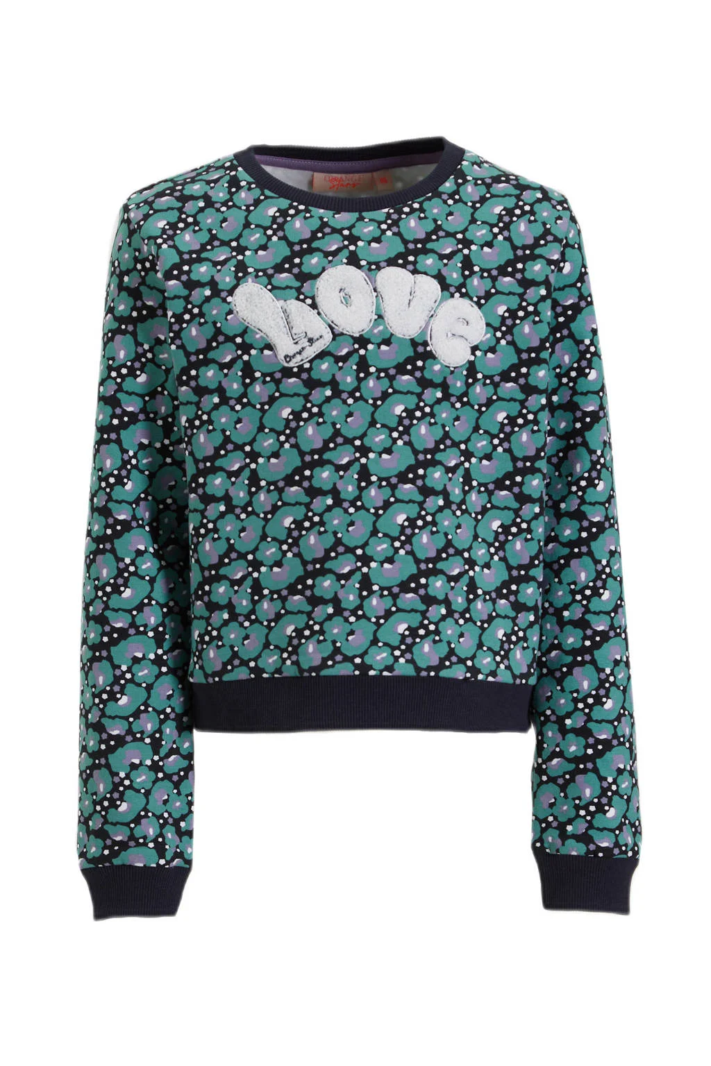 Orange Stars sweater Nelleke met all over print groen/blauw