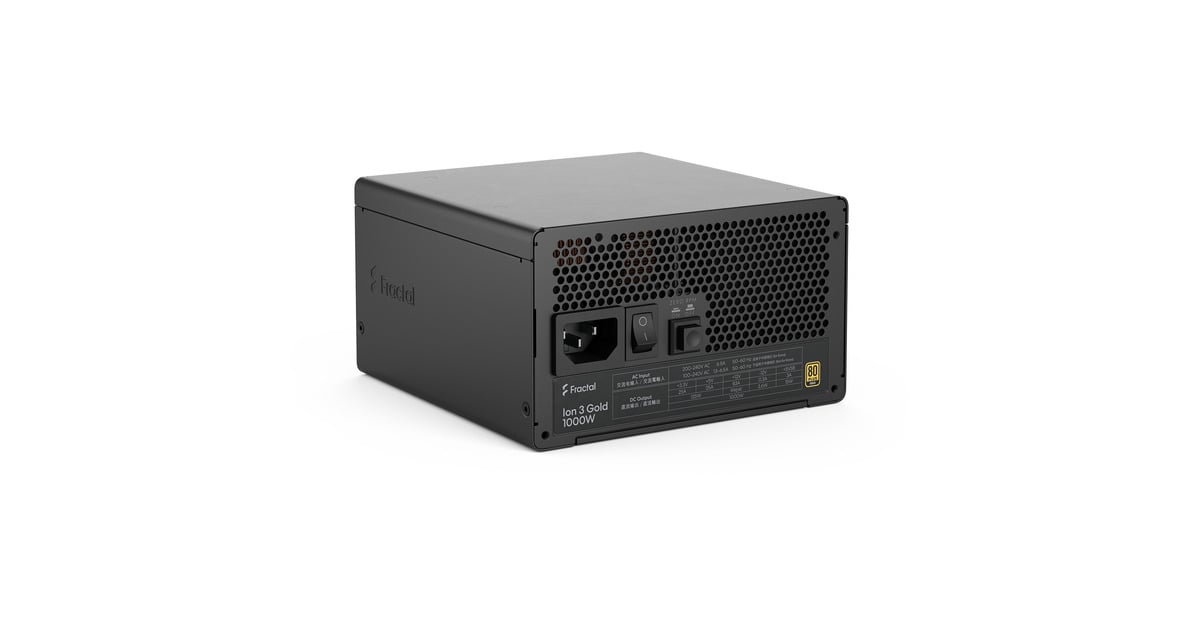 Fractal DesignION Gold 3 modulaire 1000 watt voeding   (Zwart, 1x 12V-2x6, 3x PCIe)