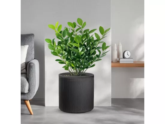 Vase en résine pour plantes d'intérieur et d'extérieur, design cylindrique rond d.36x35h Modigliani Gris