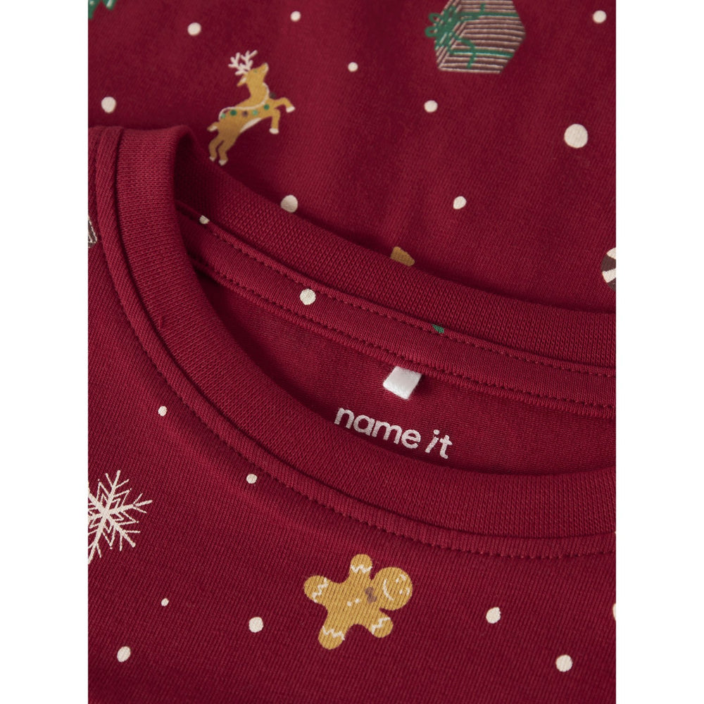 Køb Name It Jule Nattøj sæt Jester Red Xmas AOP