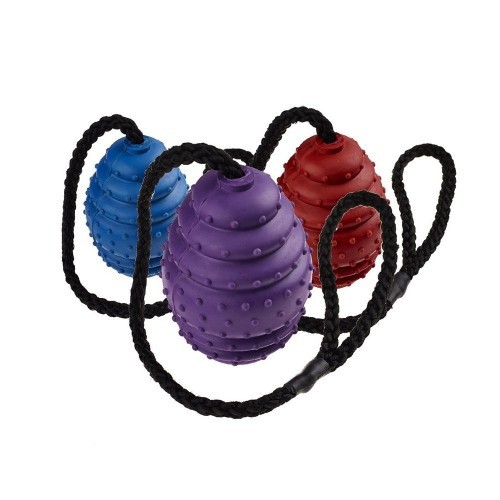 Bola oval de borracha com cordão, cores sortidas