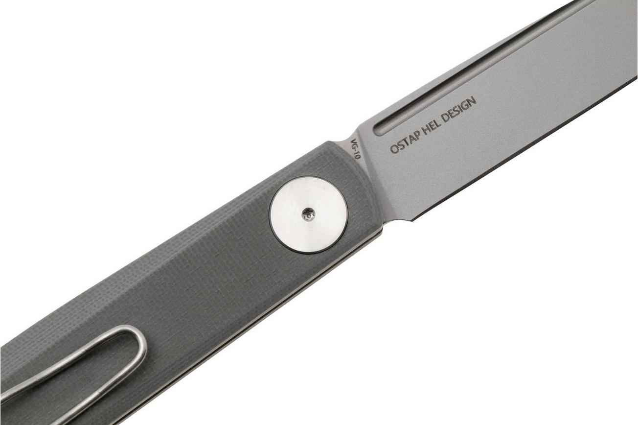 Real Steel G-Slip Compact 7869 Bead Blasted VG10, Grey G10, zakmes, Ostap Hel design