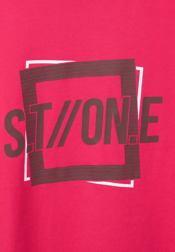 T-Shirt mit Logo Print - hibiscus red