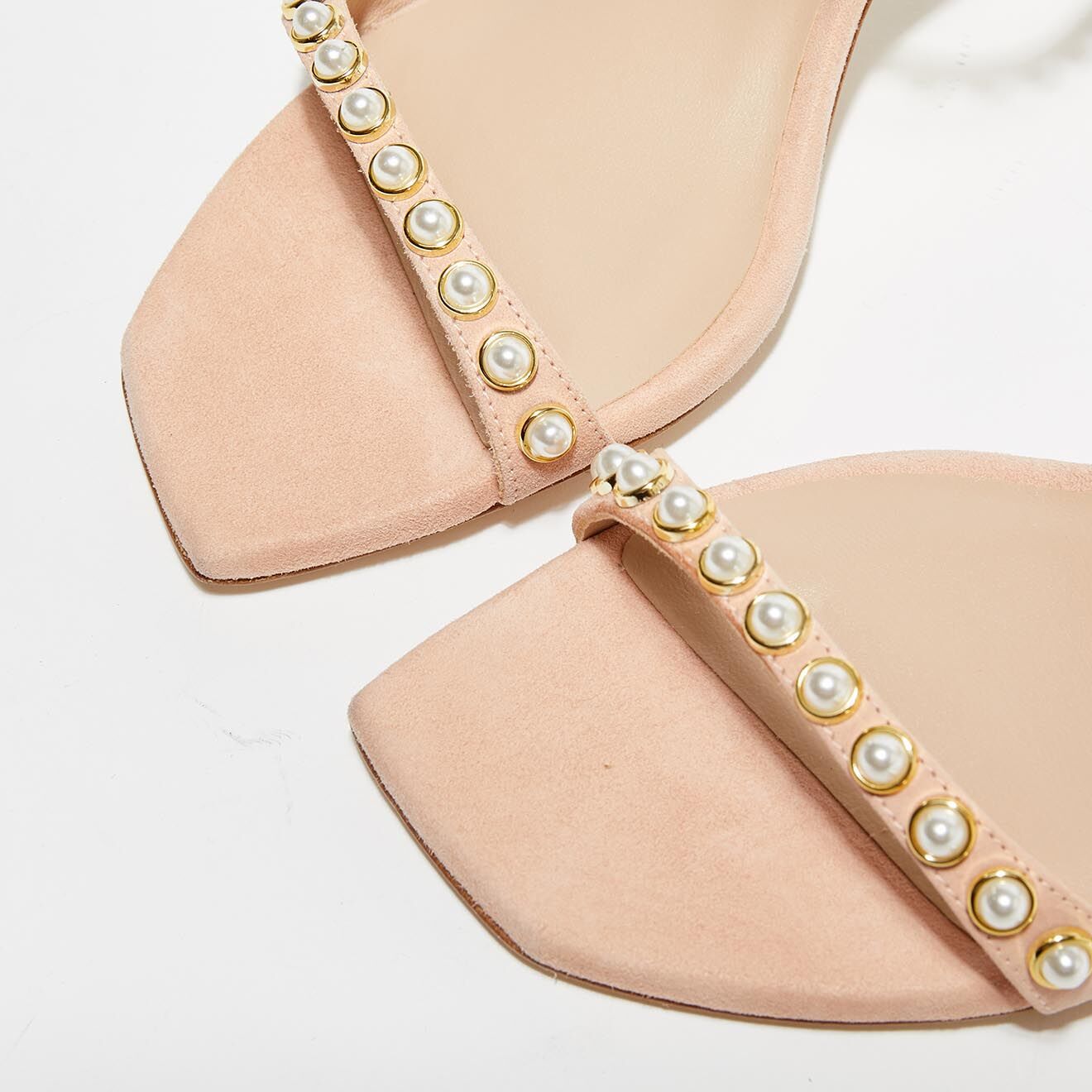 Stuart Weitzman Sandales en Velours de Cuir Aleena rose poudré - Talon 7,5 cm