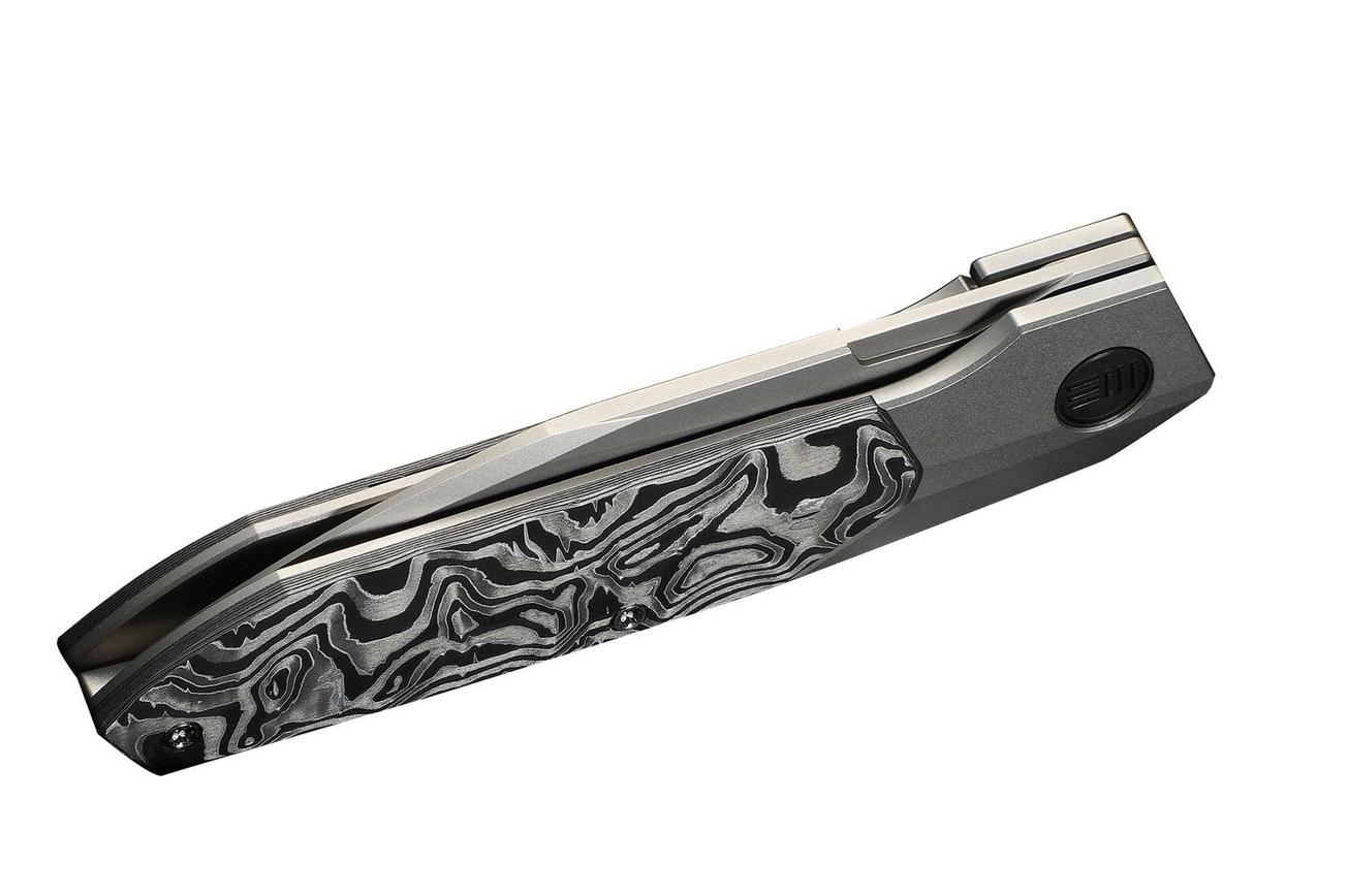 WE Knife Brr15 WE24007-2 Stonewashed M390, Titanium Aluminum Foil Carbon Inlay, zakmes, Rafal Brzeski design