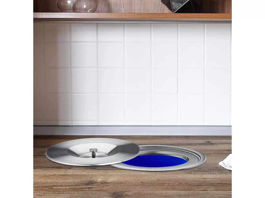 WELL HOME - Poubelle intégrée aux plans de travail, avec couvercle en inox 8L Bleu