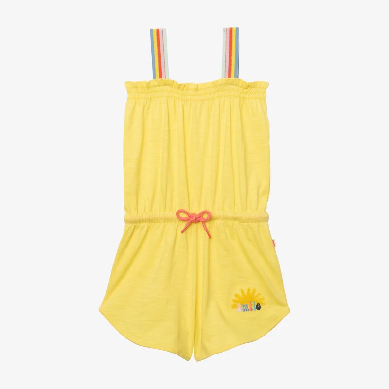 Combi short fille bretelles rayées jaune Catimini Jaune