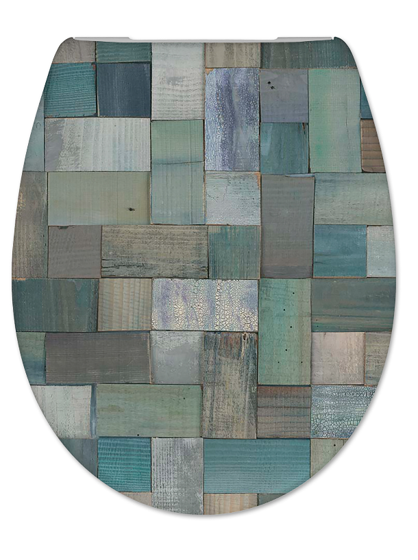 Mueller Toza Blue Mosaic softclose toiletzitting met Quick-Release