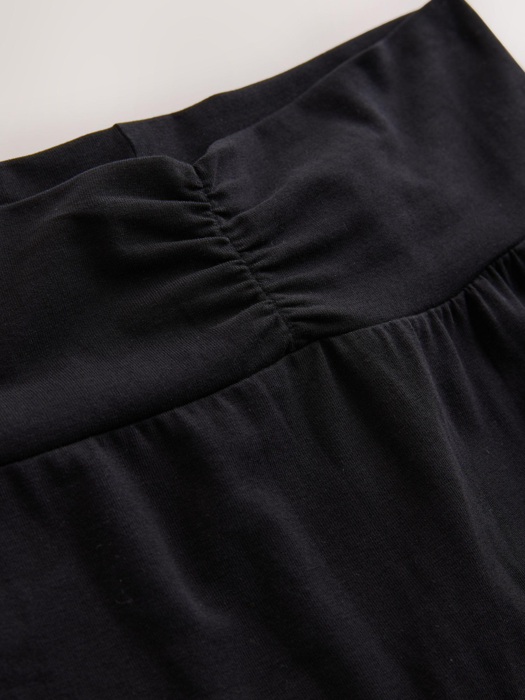 Zwart - Soft Touch Rib Ruched Flare Leggings