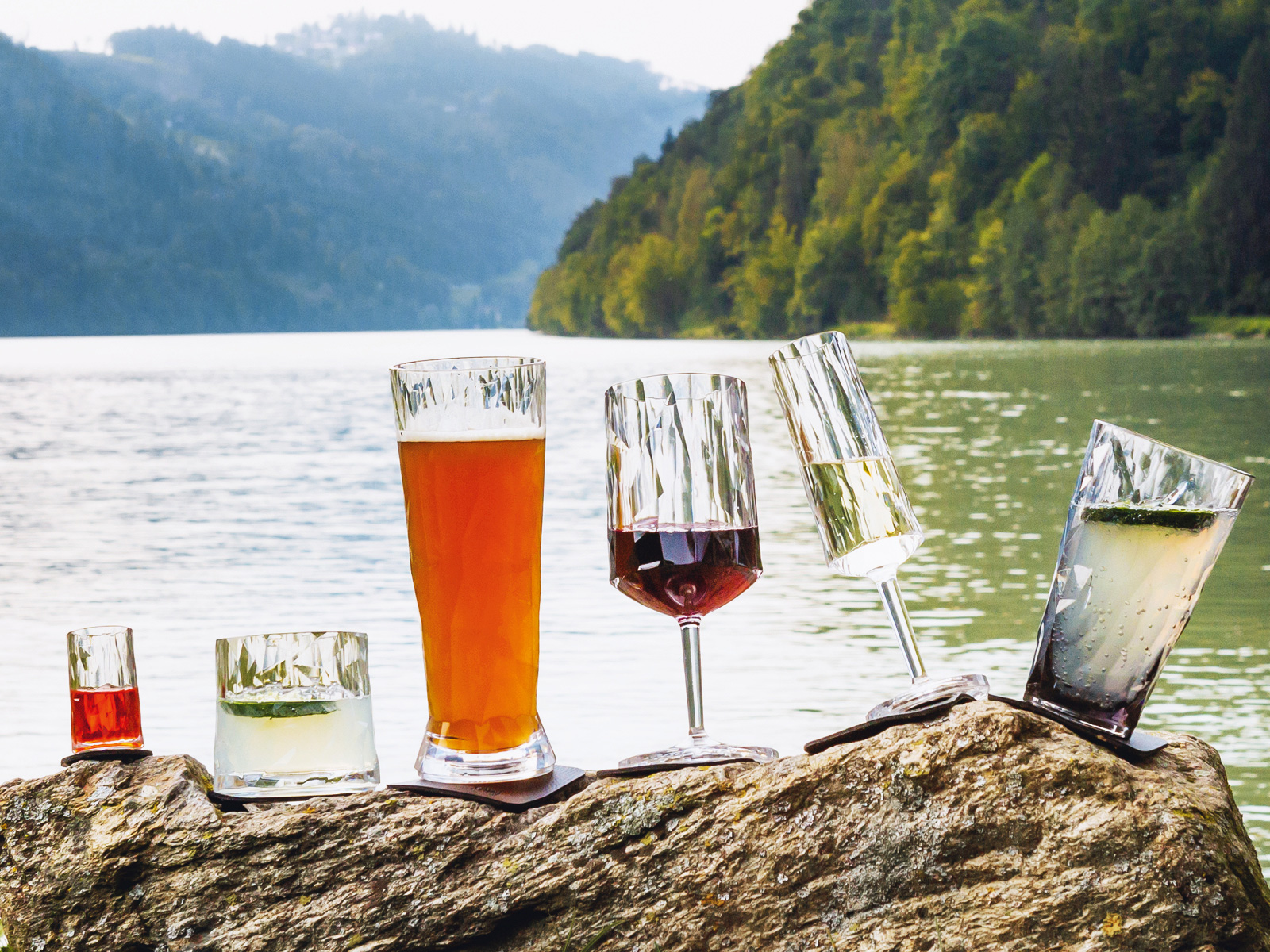 Silwy 2-delige set grijs magnetische Hightech longdrinkglazen