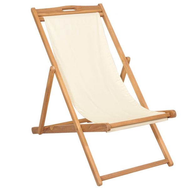 Cadeira de Pátio em Teca 56x105x96 cm Creme - 43802