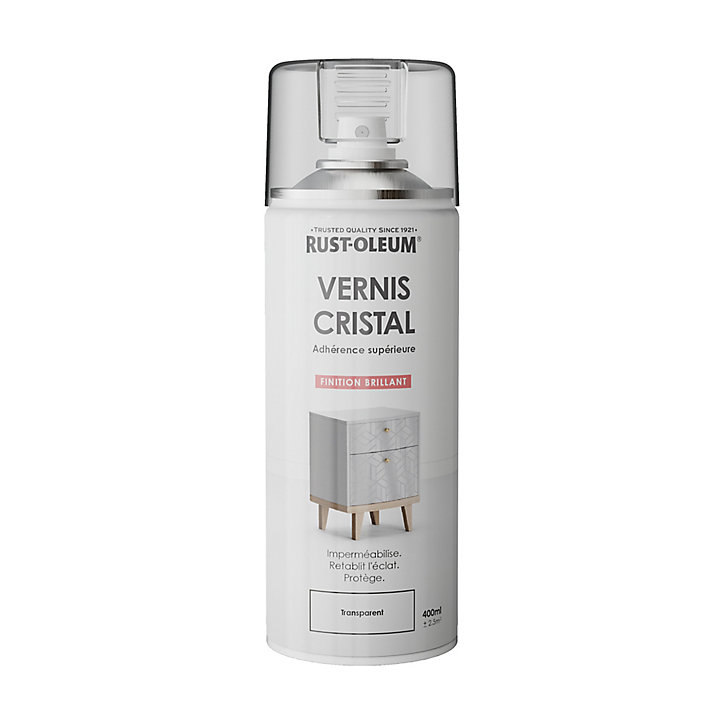 Vernis cristal en bombe aérosol Rust-Oleum transparent brillant 400ml