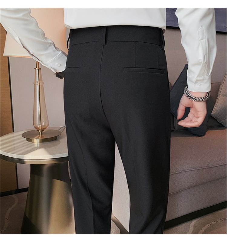 Blueforce - Mid Rise Plain Cropped Tapered Dress Pants