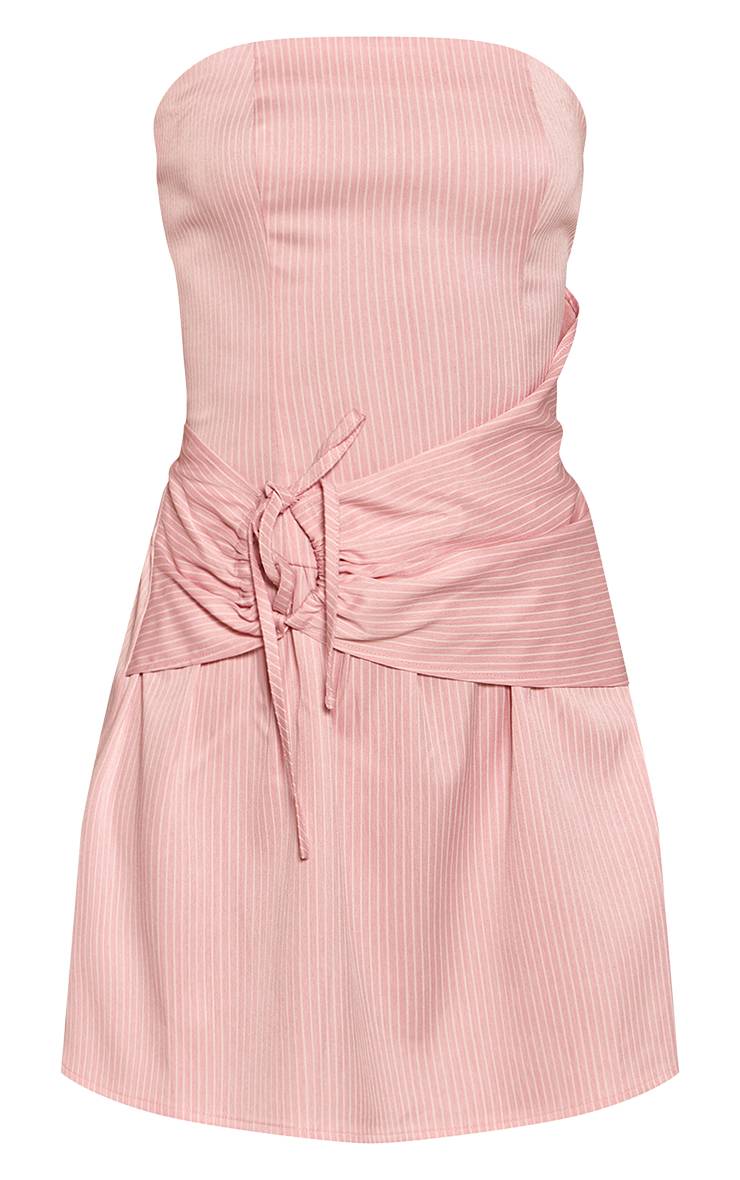 Rose Bébé Robe Droite À Rayures Avec Détail Taille Froncée