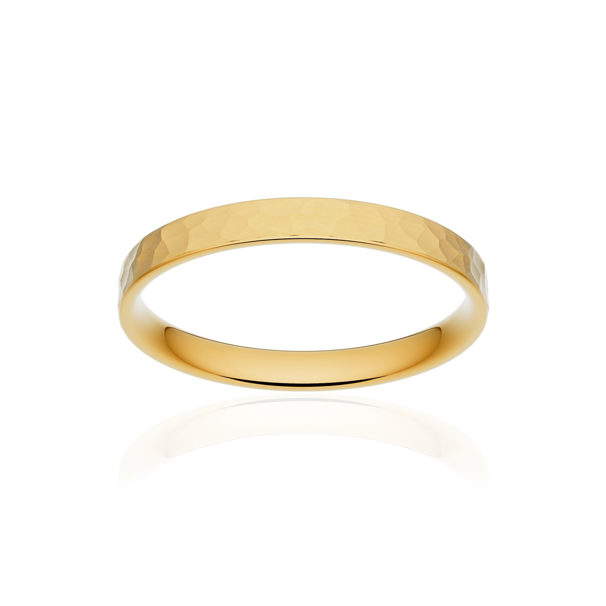 Alliance or 750 jaune martelé ruban plat confort 2,5mm