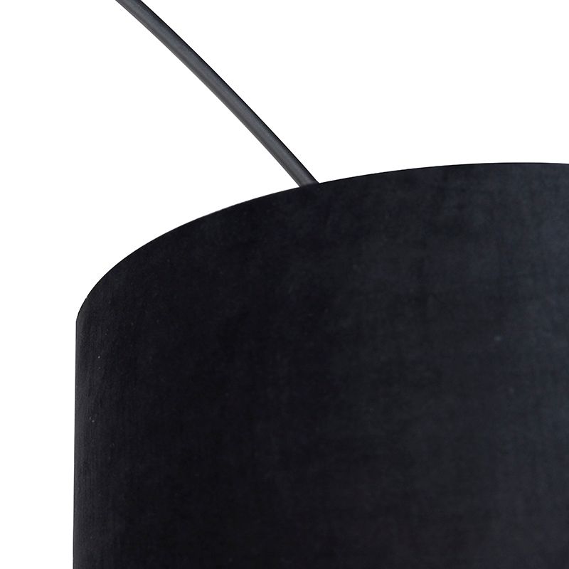 Booglamp zwart velours kap zwart met goud 50 cm - XXL