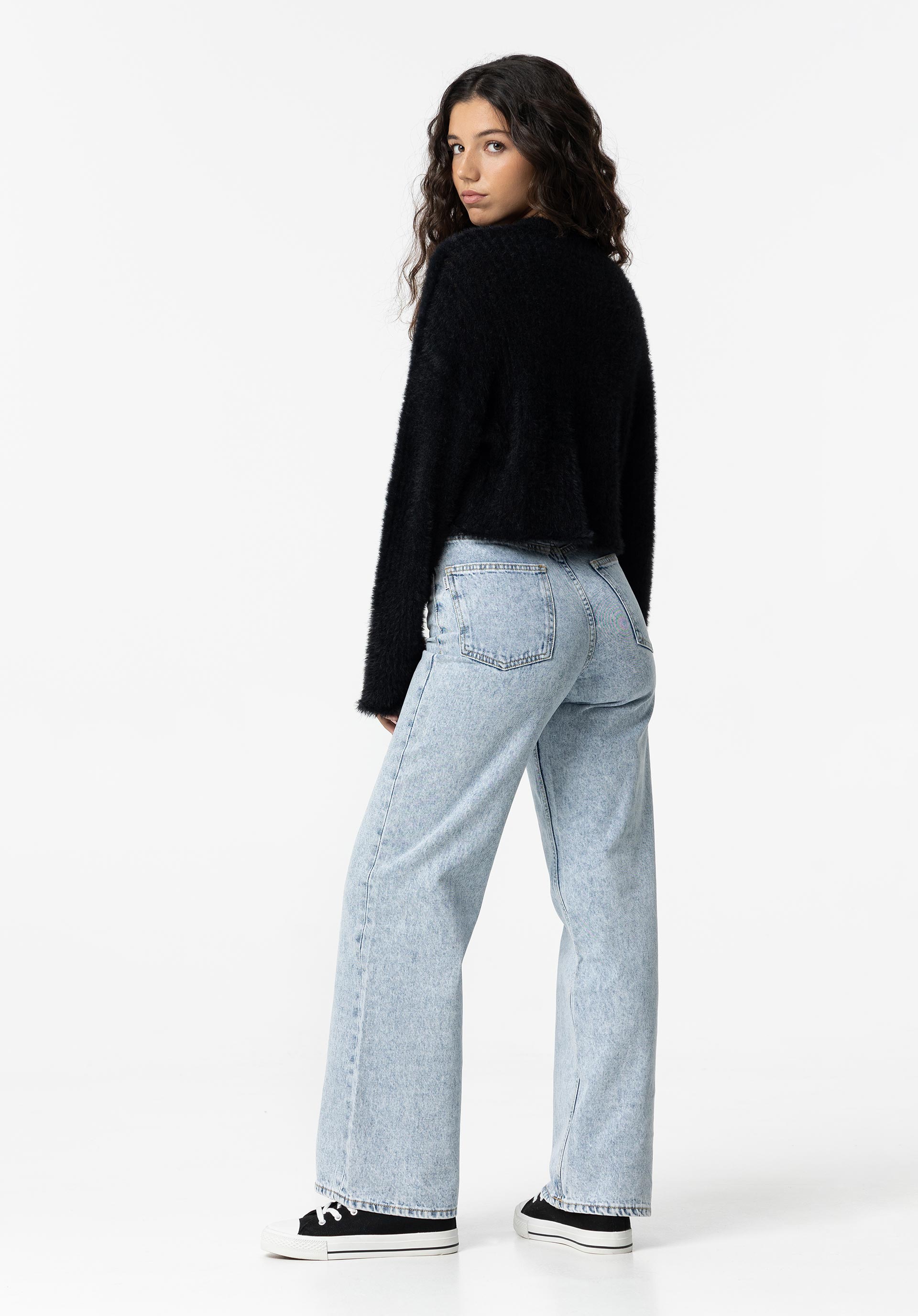 Jeans Kylie Wide Leg Cintura Alta Acid Wash