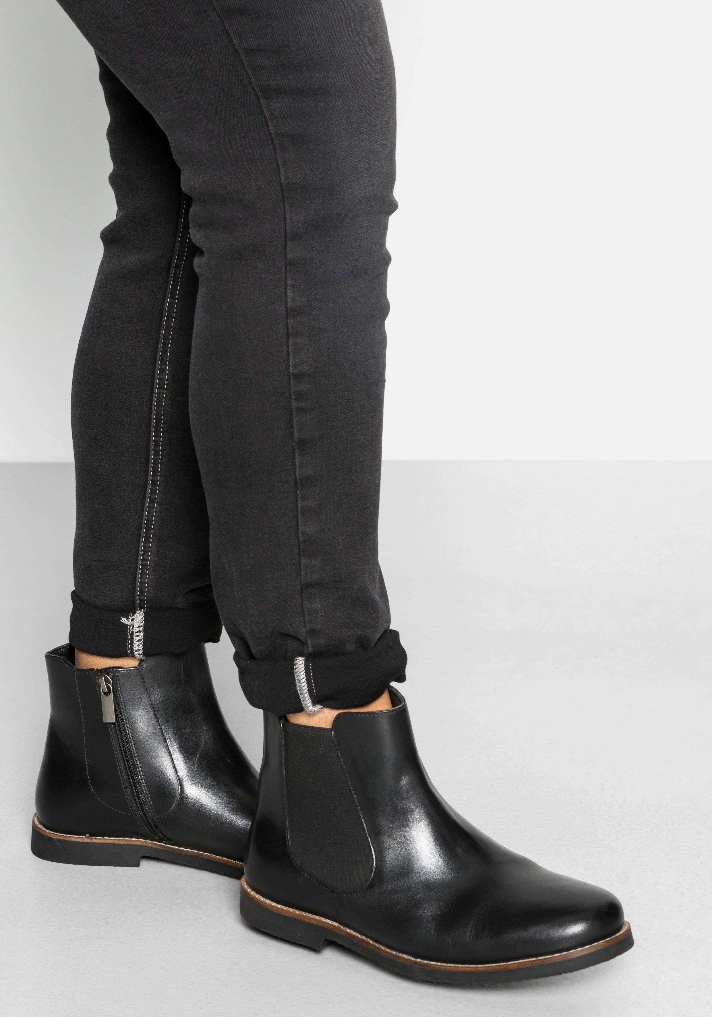 Stiefelette aus Leder mit Stretch-Einsatz