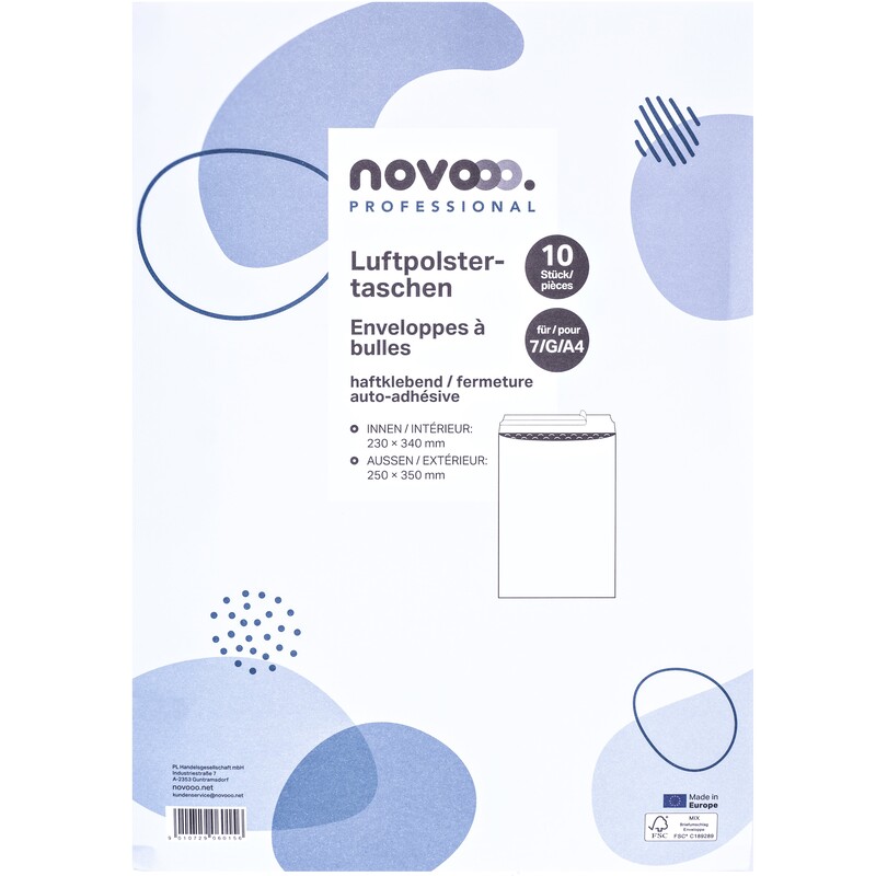 novooo Luftpolstertaschen Professional, 250 x 350 mm, weiss, 10 Stück