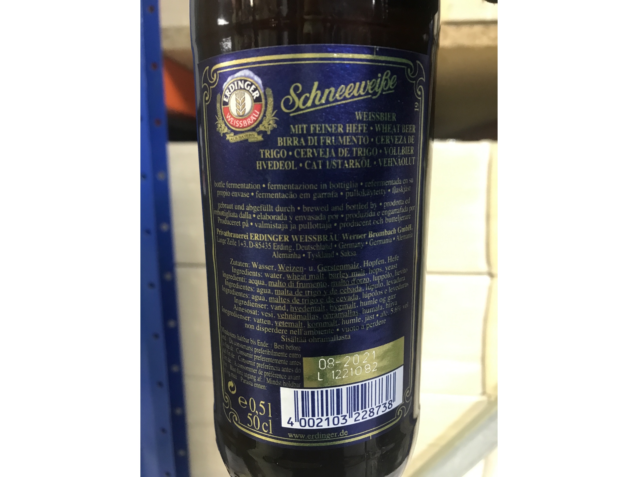CERVEJA ERDINGER WEISSBIER SCHNEEWEISSE 0.50L
