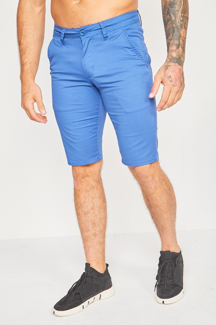 Short chino bleu électrique