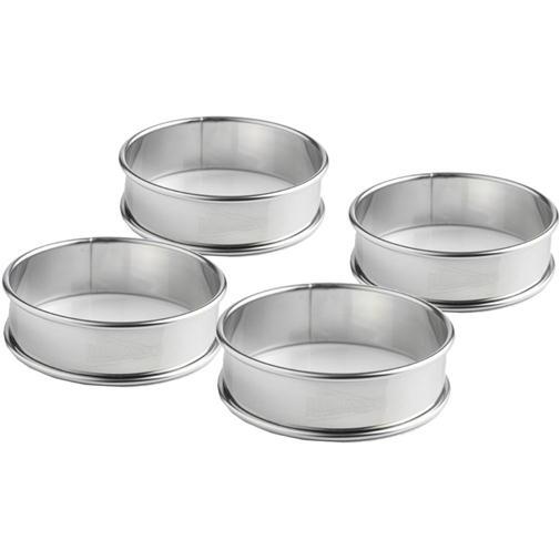 Cercle à tartelette en acier inoxydable - Ø 8 cm - Lot de 4