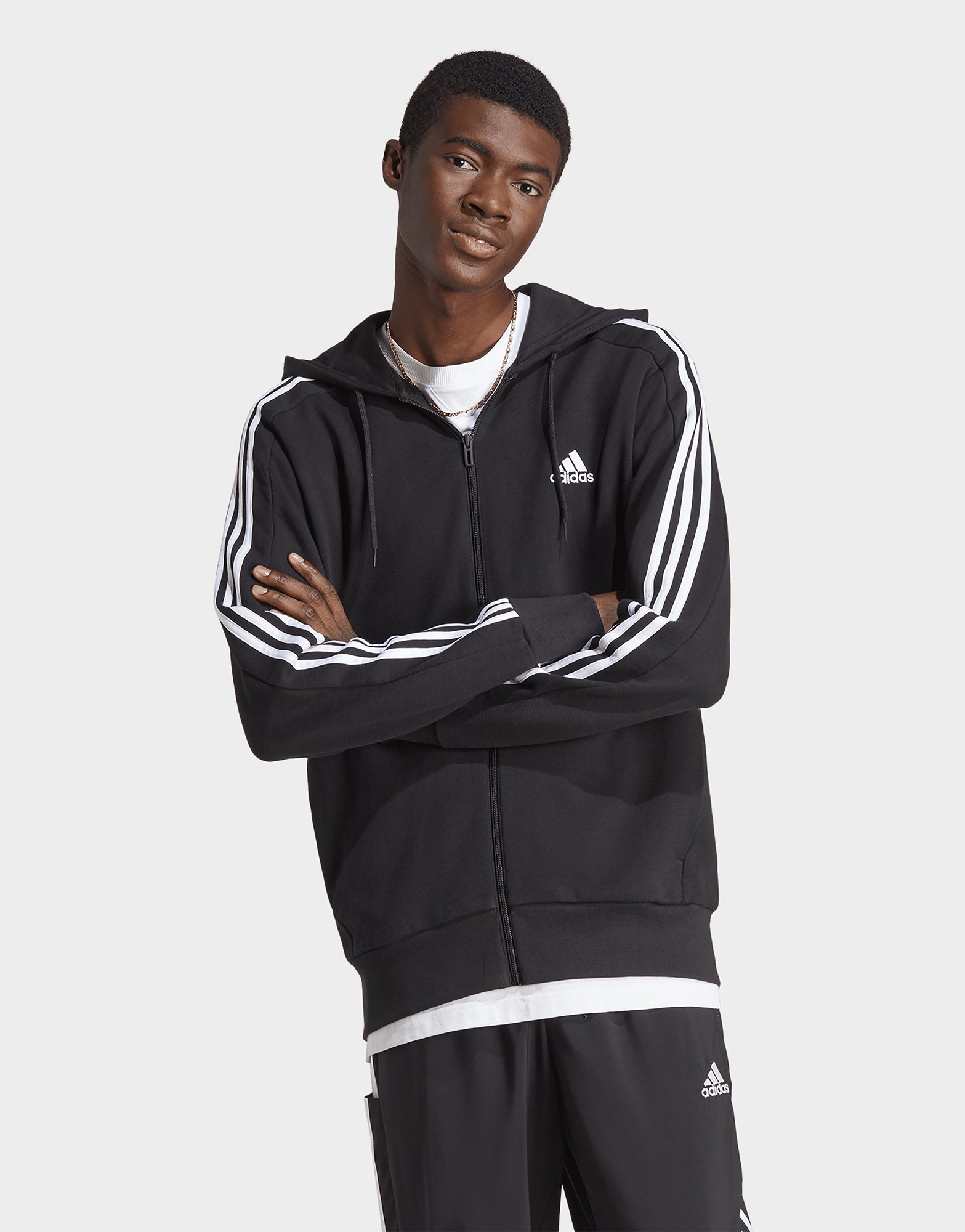 adidas Veste à capuche zippée 3 bandes Essentials
