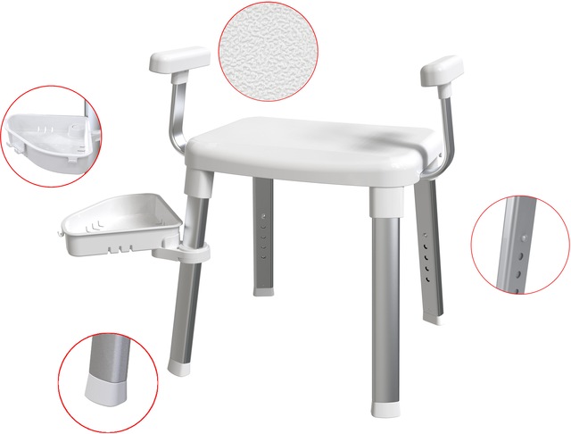 Bischof Dusch- und Badhocker »Tray Comfort« belastbar bis 150 kg Mit schwenkbarer Ablage 28x21cm und 360° drehbarer Sitzfläche