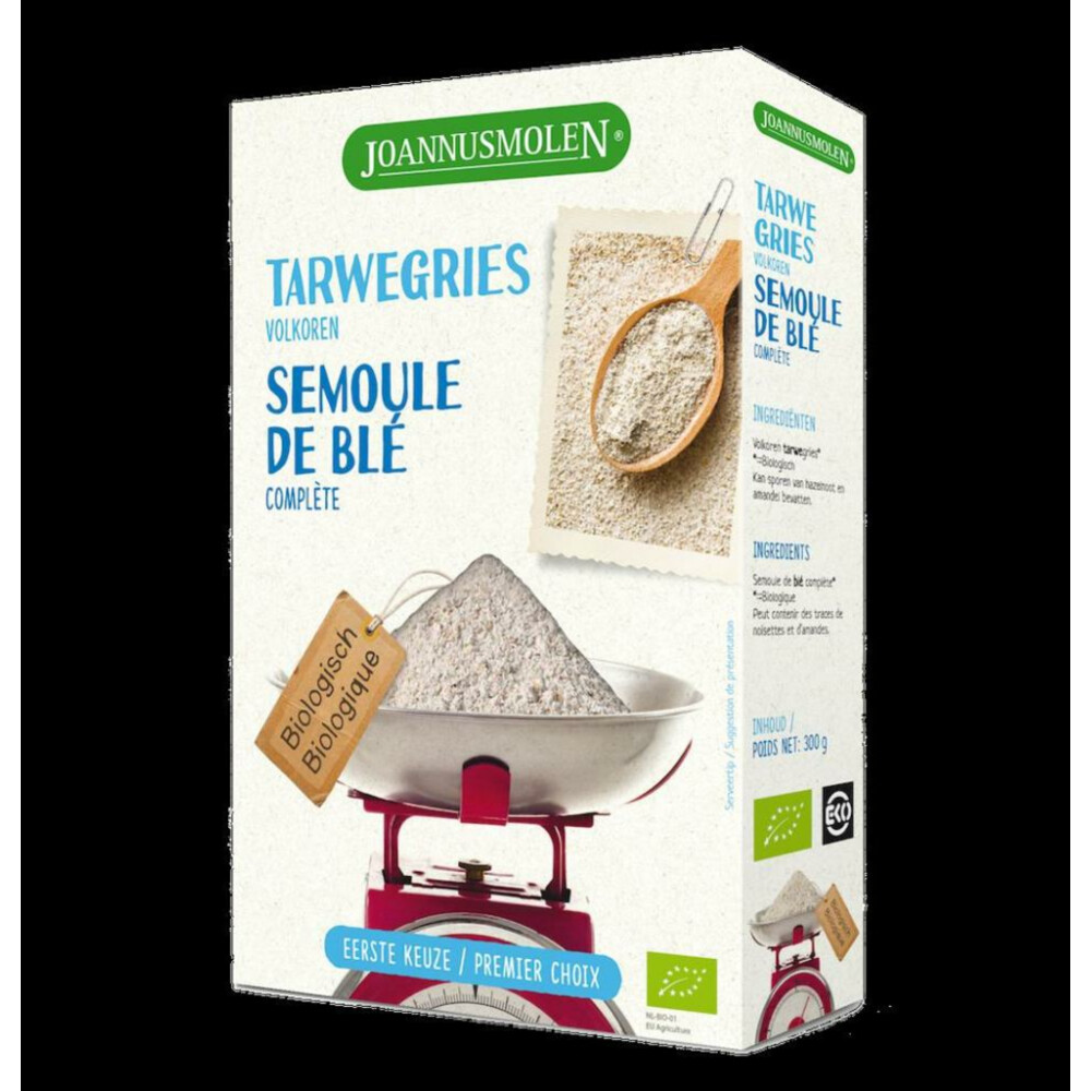 3x Joannusmolen Tarwegries Volkoren Bio 300 gr