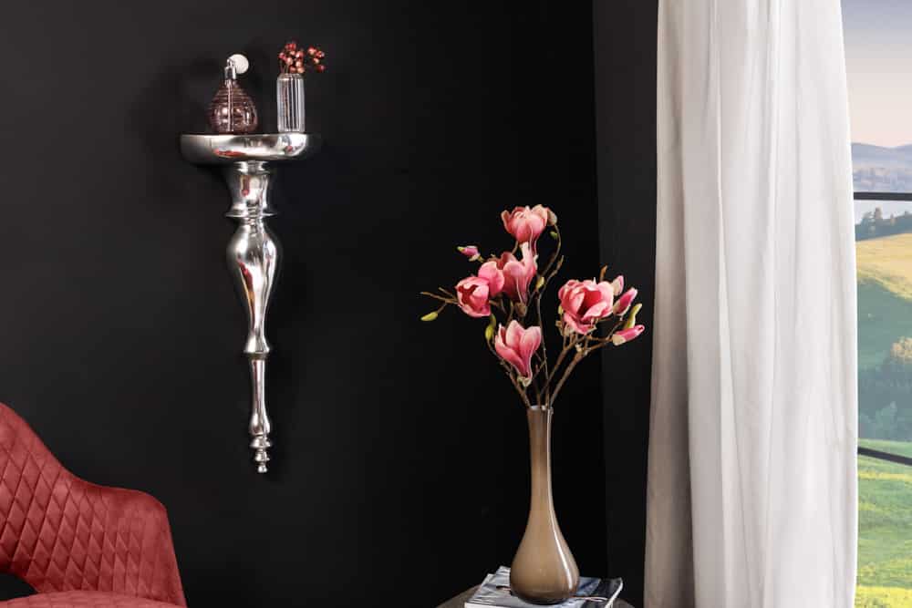 Barocke Wandkonsole SCALA 60cm silber Aluminium Wandregal