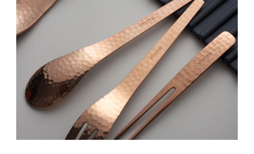 Hashi - Geëmbosseerde roestvrijstalen dessertlepel/vork (verschillende designs)