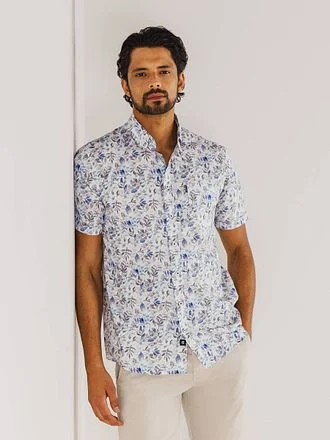 State Of Art Short Sleeve Poplin Overhemd Beige Blauw 26415910-1611 kopen