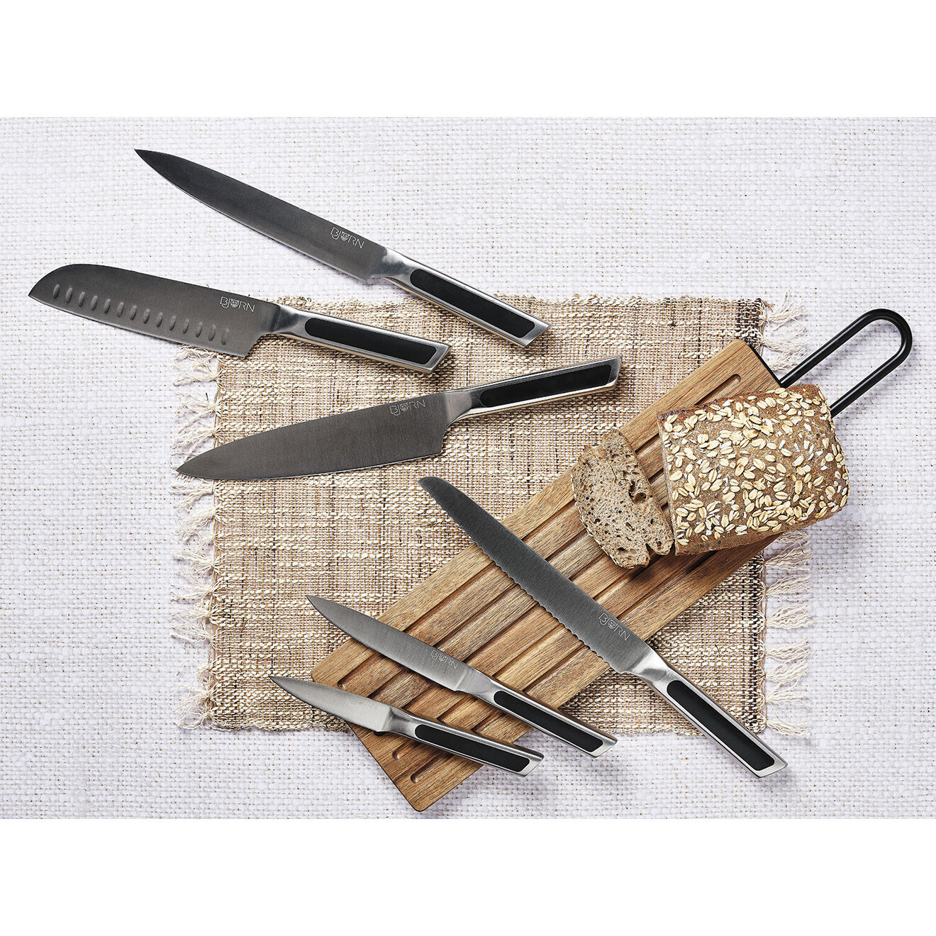 Bjorn Bloc avec couteaux de cuisine Loki Rauma inox mat - 7 pièces