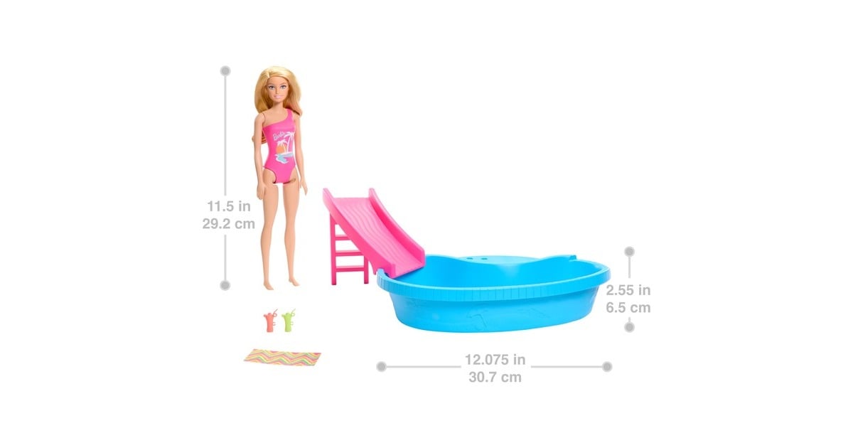 BarbieBlonde pop met zwembad en glijbaan