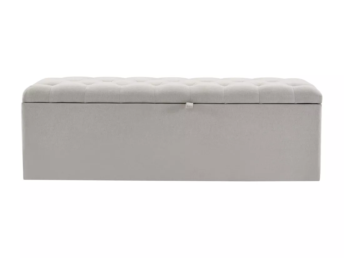 Banc coffre rembourré en lin - Gris clair