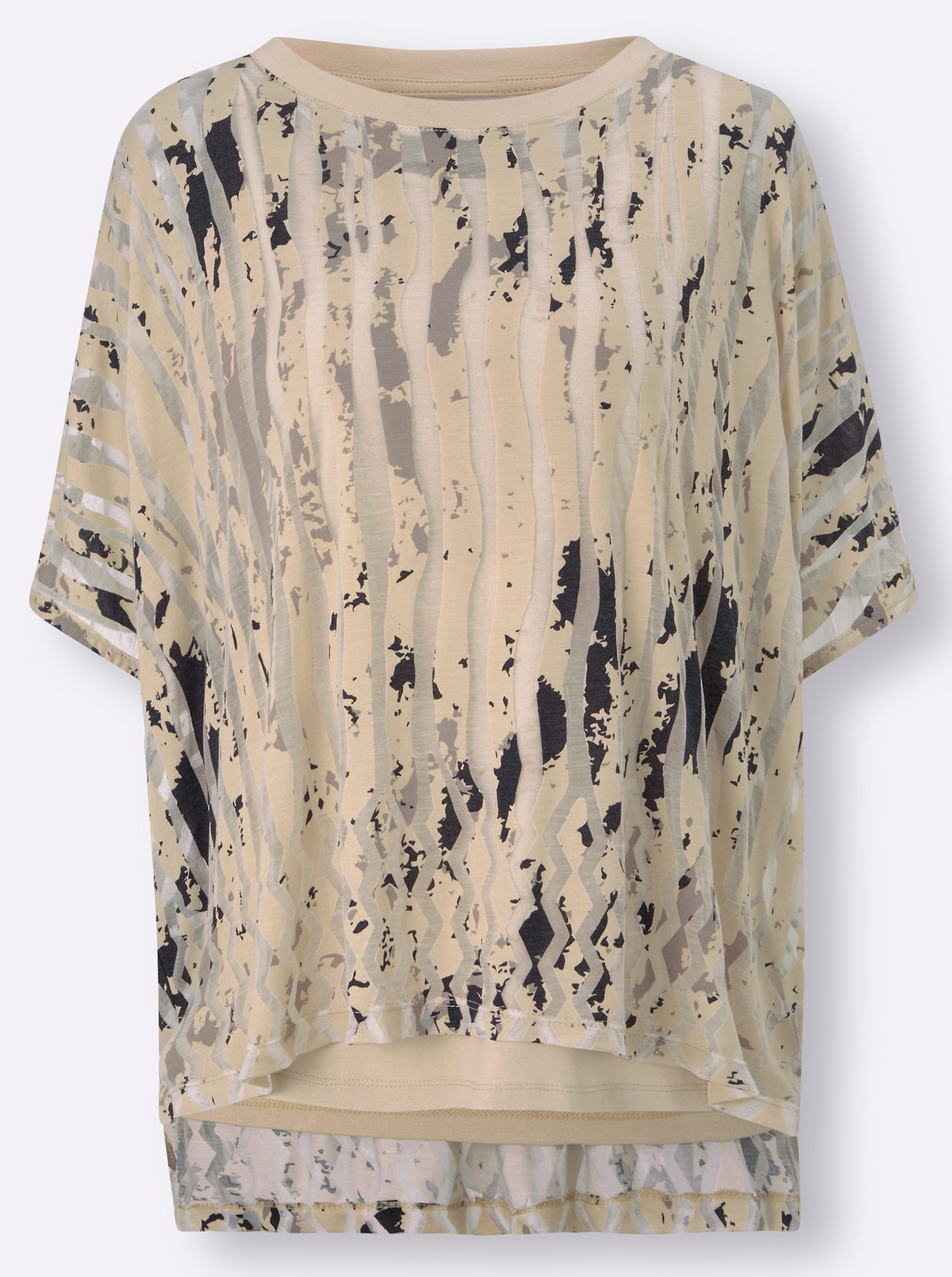 Kurzarmshirt in ecru-sand