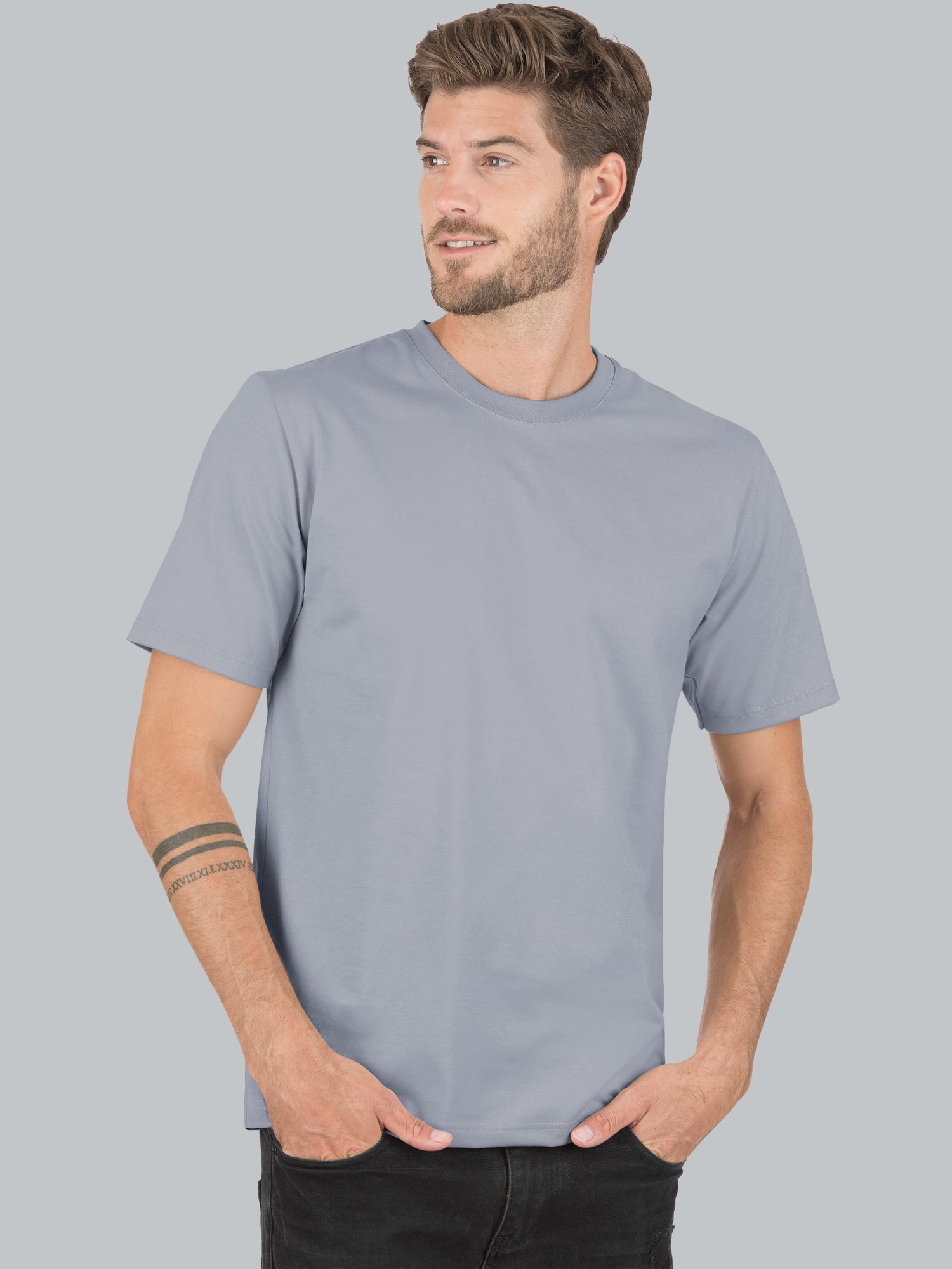 T-Shirt DELUXE Baumwolle Cool-grey