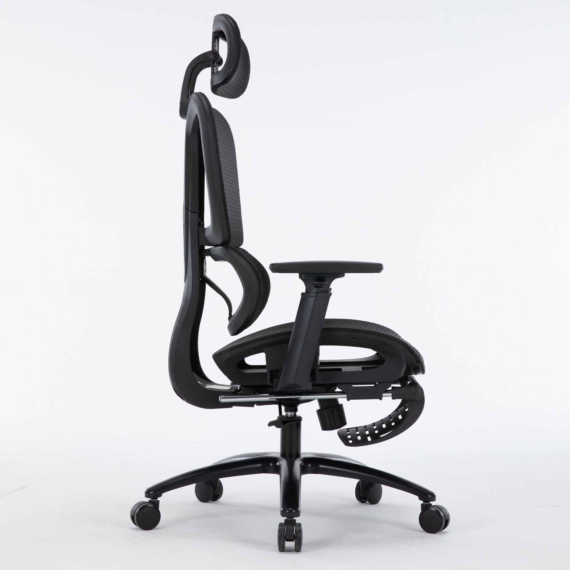 Bürostuhl in moderner Mesh-Optik mit Fußstützeergonomischer Drehstuhl mit Nacken und Lordosenstütze - Gamingstuhl mit atmungsaktiver Netzrückenlehne und Wippfunktion