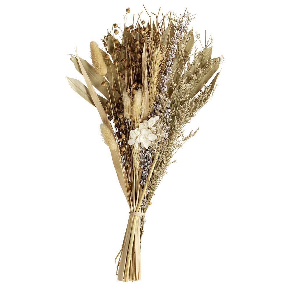 Bouquet de fleurs séchées vert et beige H40cm