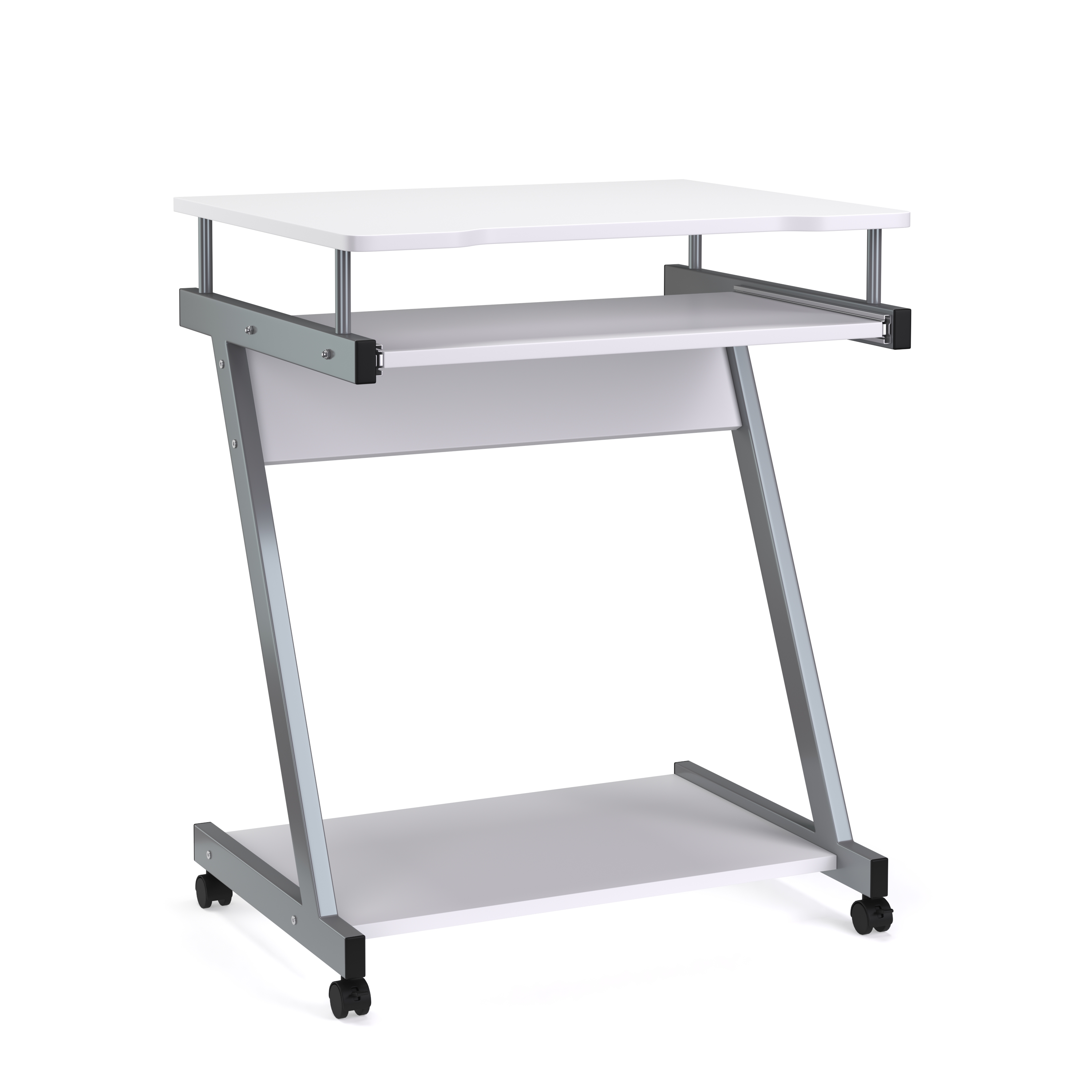 Schreibtisch ALVARO auf Rollen mit Tastaturauszug weiss