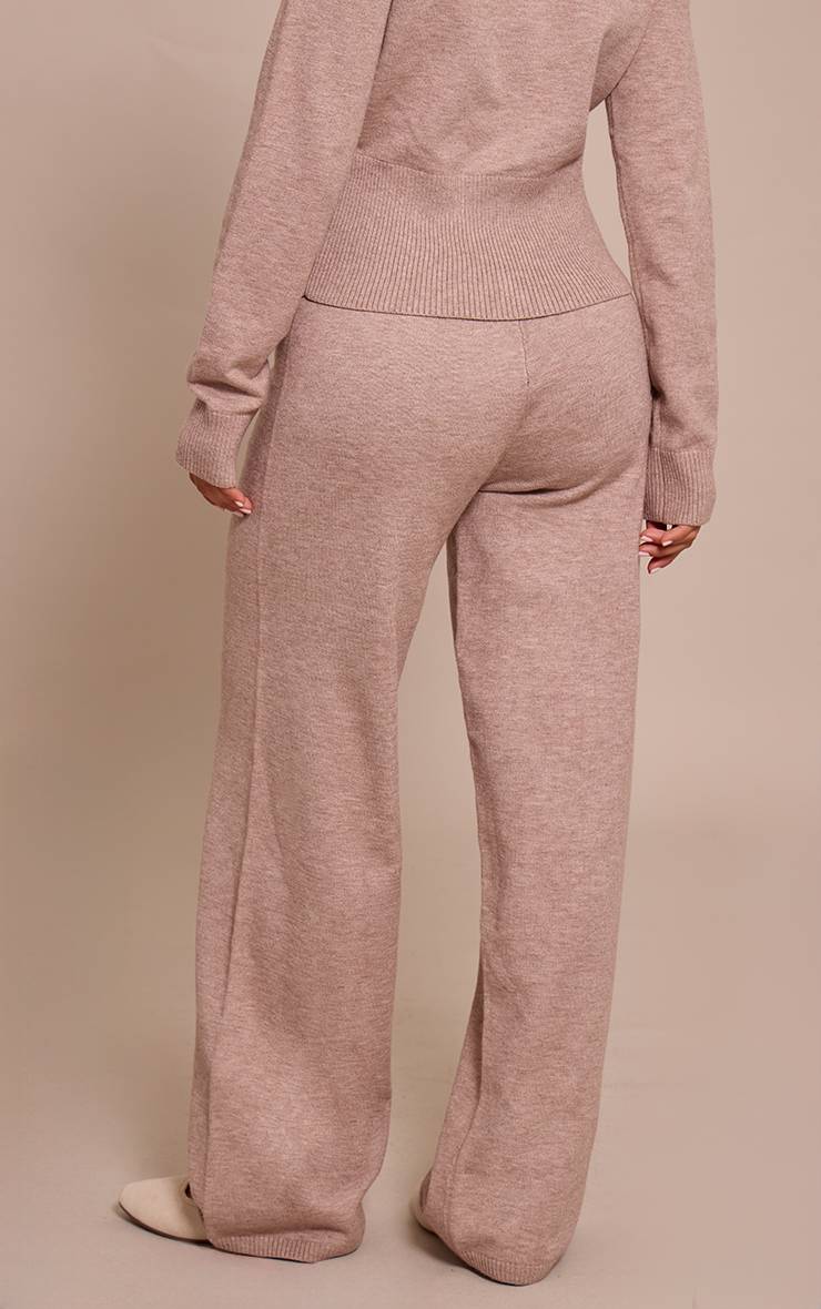 Taupe Pantalon Large En Maille Petite