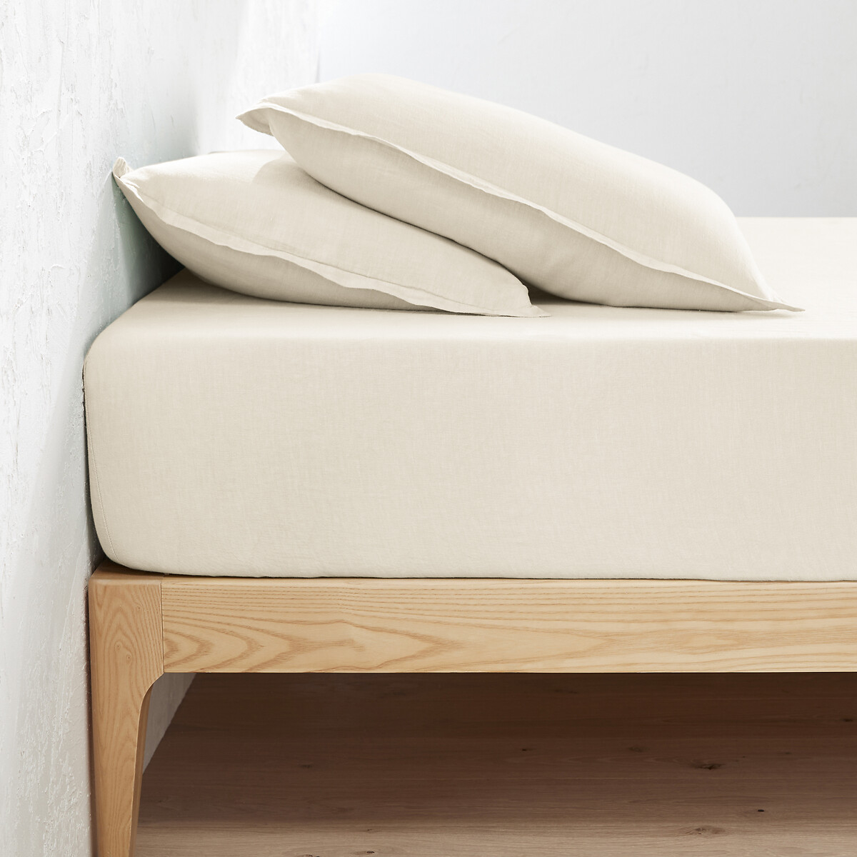 LA REDOUTE INTERIEURS<br>Lençol justo de linho lavado, bainha 30 cm, Linot