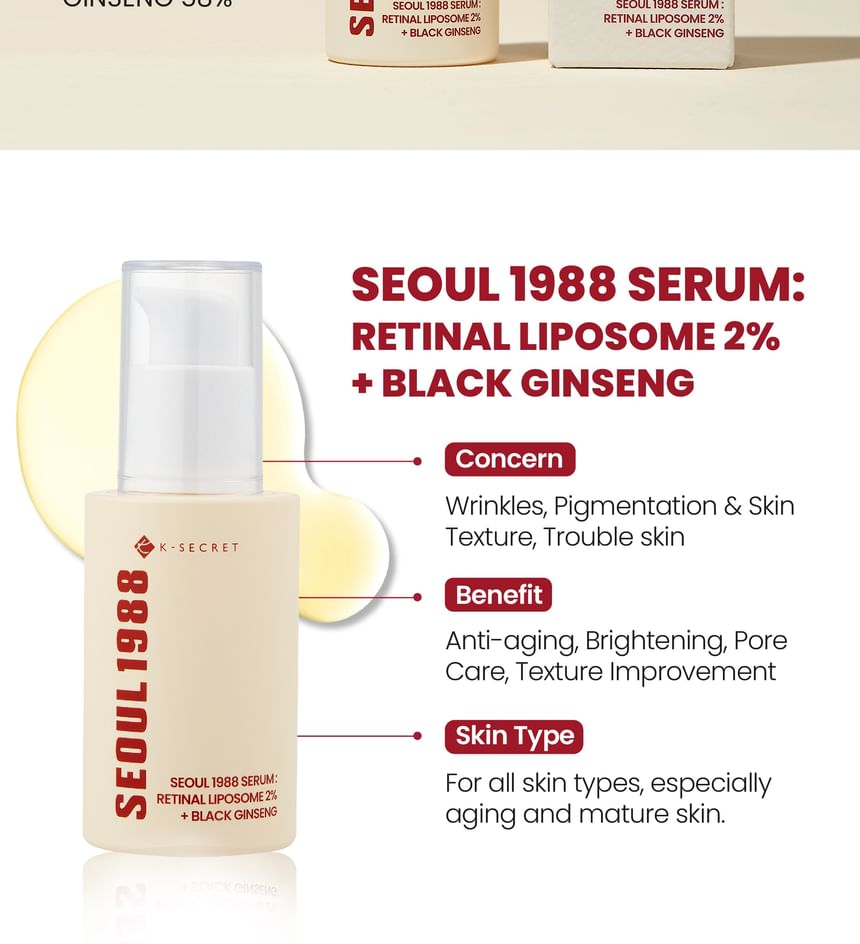 KSECRET - SEOUL 1988 Serum: Retinale Liposomen 2% + Zwarte Ginseng