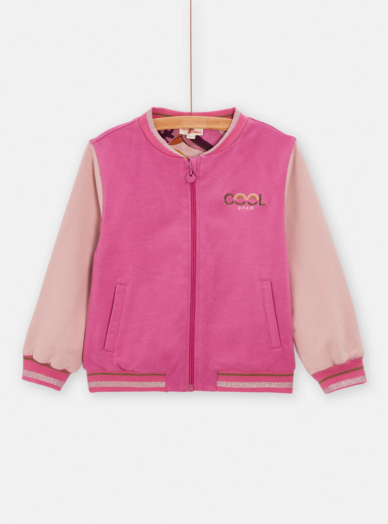 Cardigan réversible rose et imprimé toucan pour fille