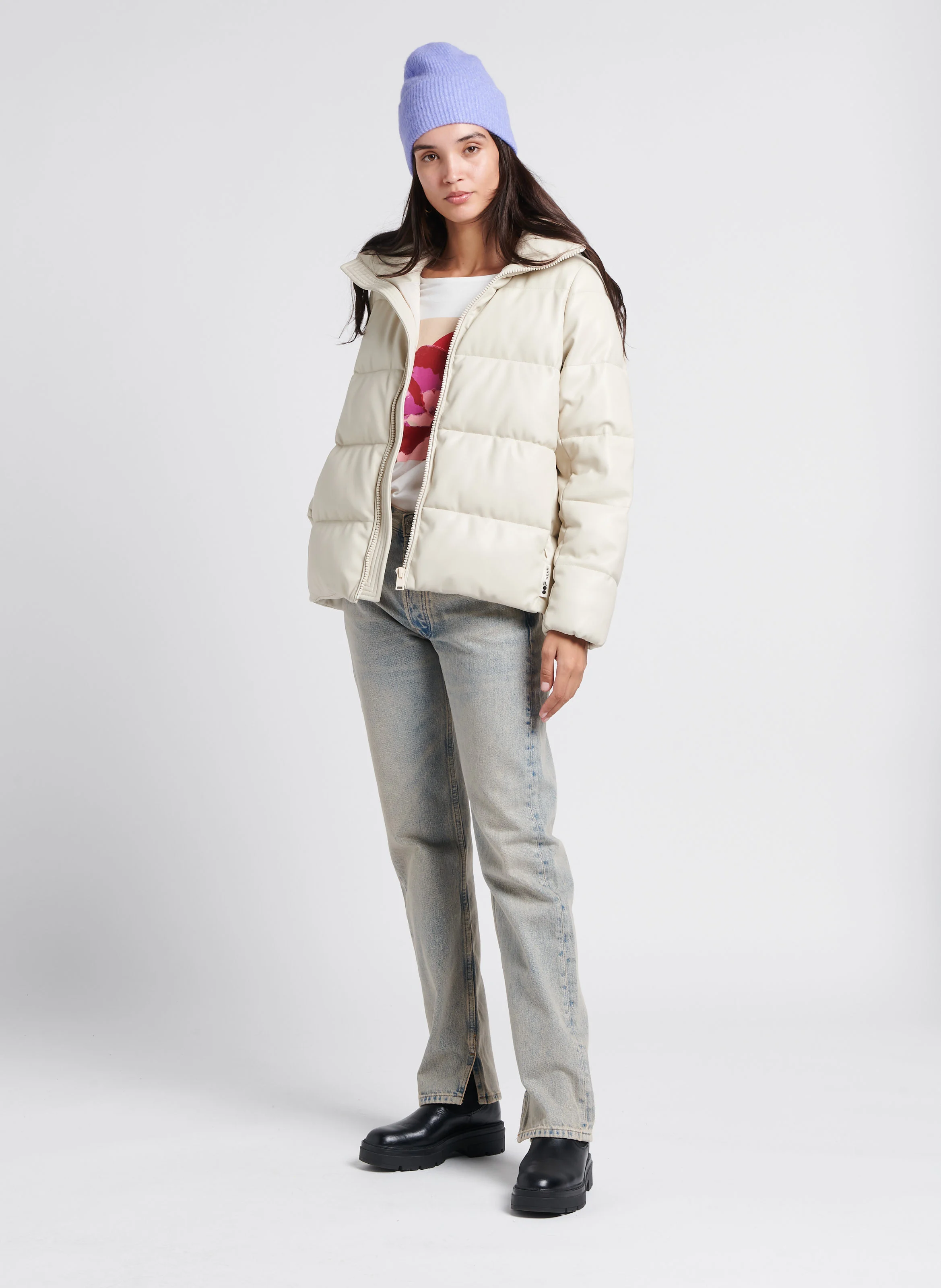 Doudoune col montant oversize | Beige