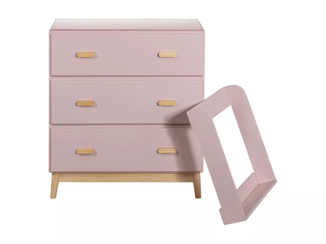 Table à Langer Crossandra 100x80x42 MDF Pin Rose Marron Scandinave À Monter